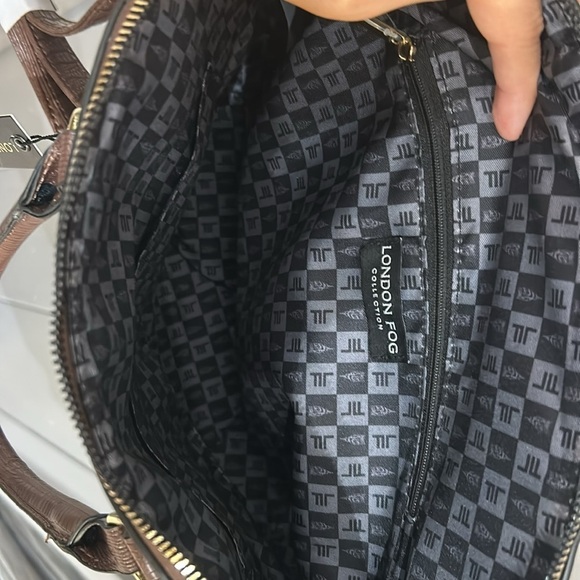 NWT LONDON FOG Caroline Lizard Satchel Brown - Picture 7 of 9